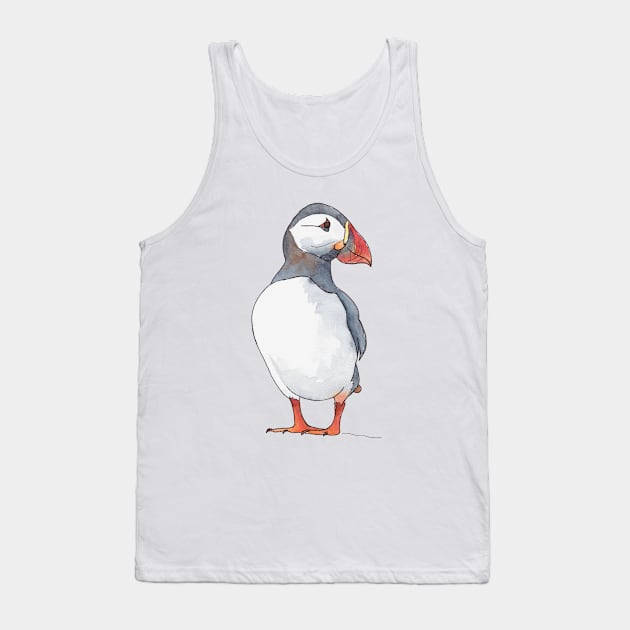 Little puffin friend - illustration in pen and watercolors Tank Top by kittyvdheuvel